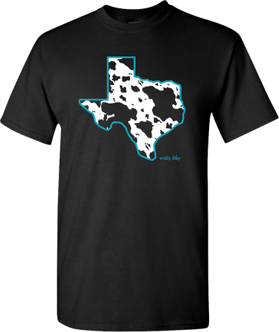 Cow Print Texas Tee Black