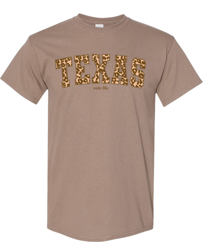 Texas Varsity - Leopard - Tee Brown