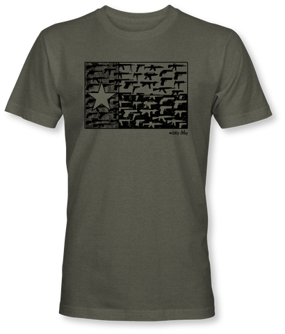 Texas Flag-Guns Tee Heather Olive