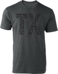 TX Letter Guns Tee Heather Charcoal
