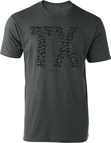TX Letter Guns Tee Heather Charcoal
