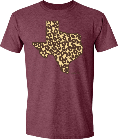Leopard Texas Tee Heather Maroon