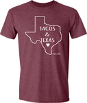 Tacos & Texas Tee Heather Maroon