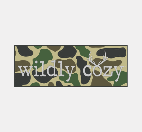 Wildly Cozy Old Camo Logo Sticker